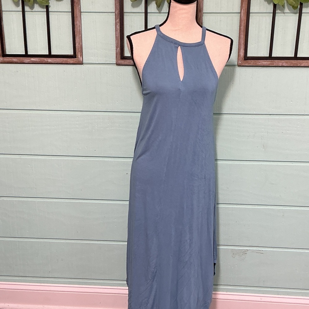 Jenny Boston Boutique Halter Maxi Dress Slate Blue Size M